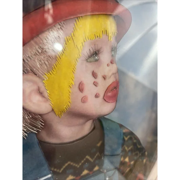 3D Paper Art Sculpture Picture Child With Clown Makeup 2003 Realistic Signed - Picture 6 of 15